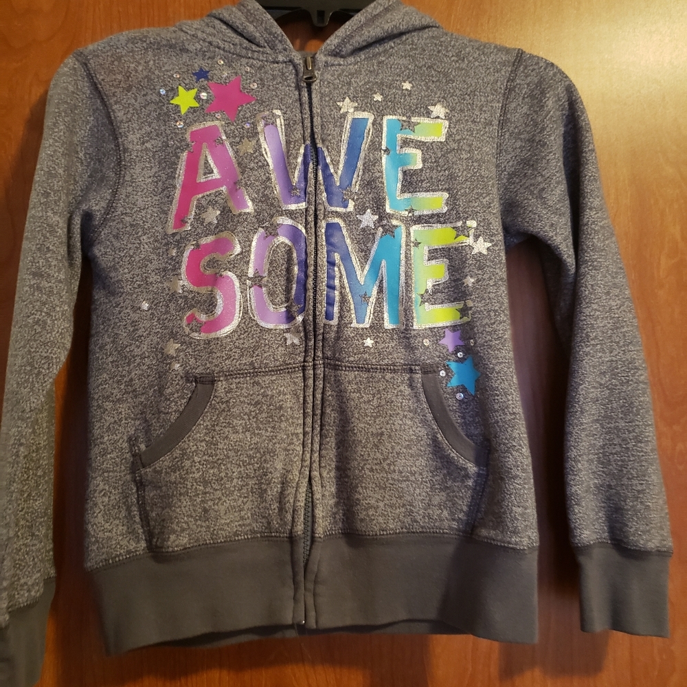 Gray "Awesome" Zip Up Hoodie